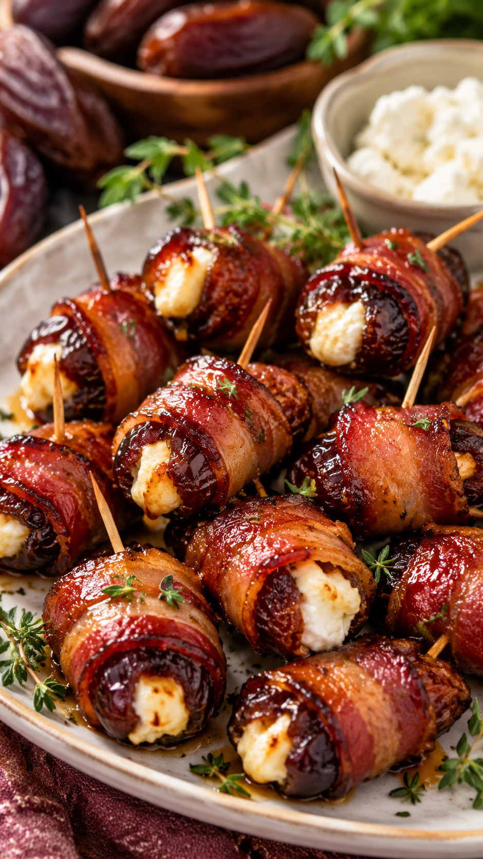 Bacon-Wrapped Dates Stuffed with Goat Cheese