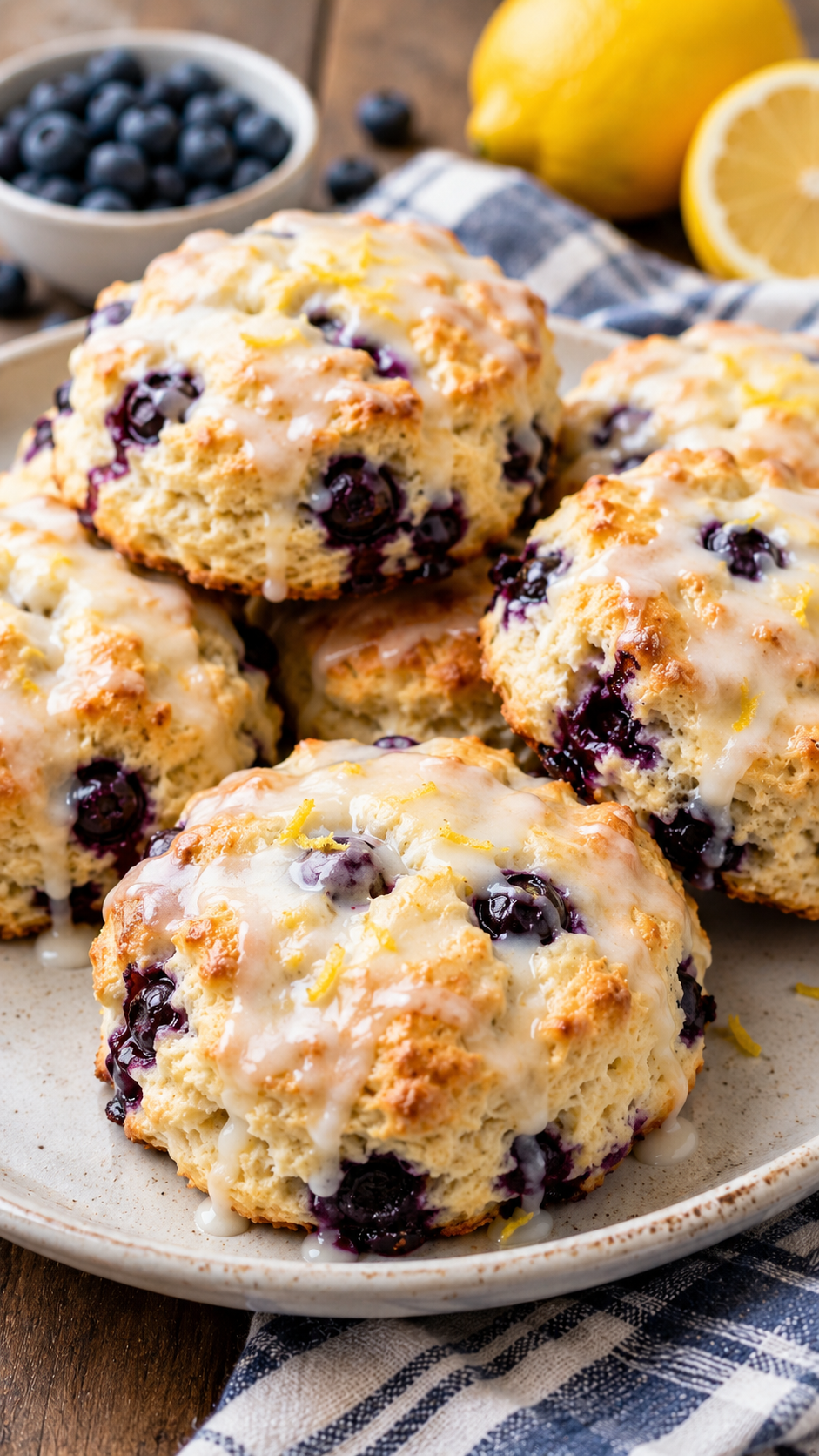 Blueberry Biscuits with Lemon Glaze