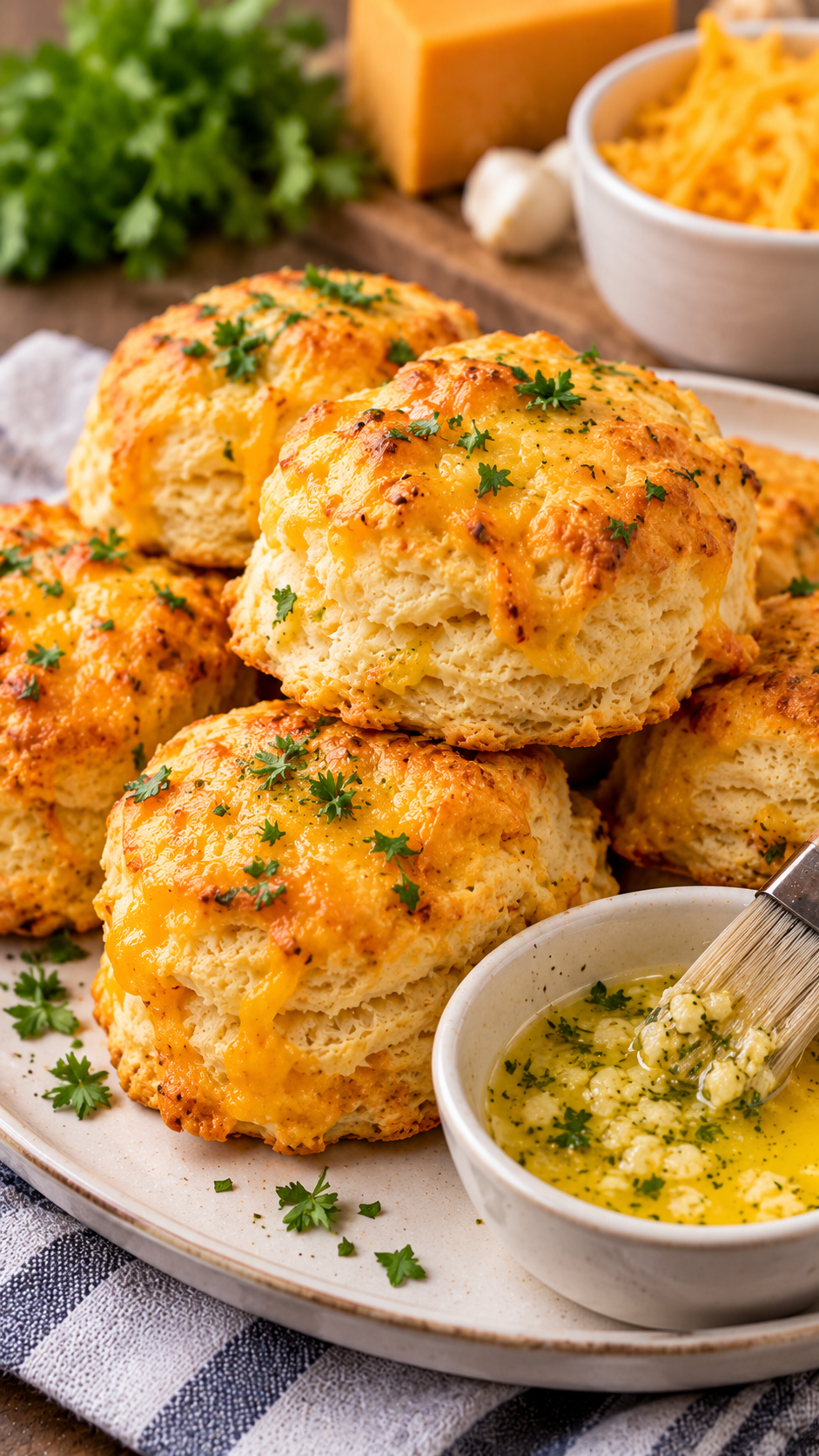 Cheesy Cheddar Biscuits with Garlic Butter
