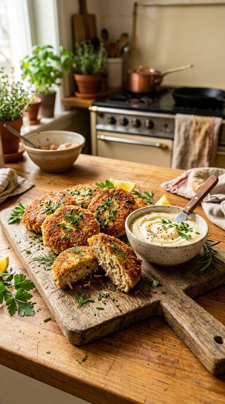 Classic Chicken Patties with Cheesy Garlic Aioli