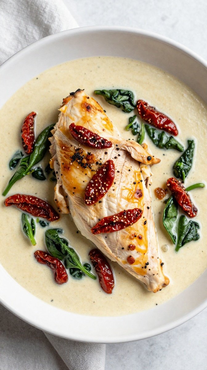 Creamy Tuscan Chicken with Spinach and Sun-Dried Tomatoes