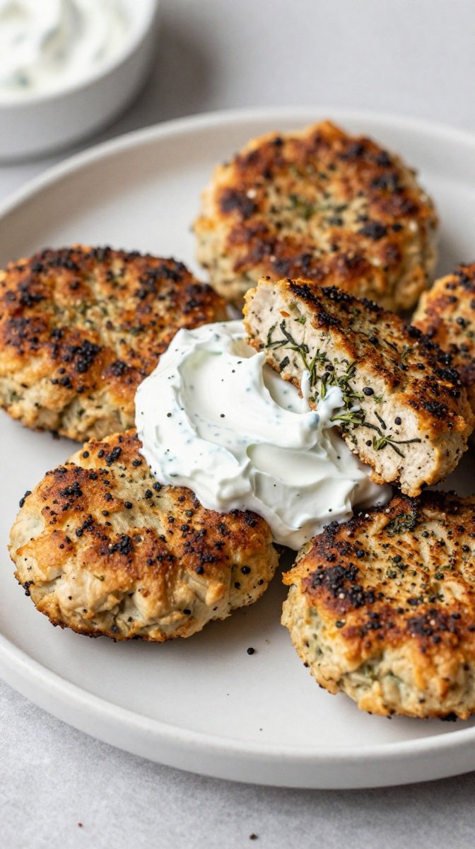Herb-Infused Chicken Patties with Tzatziki