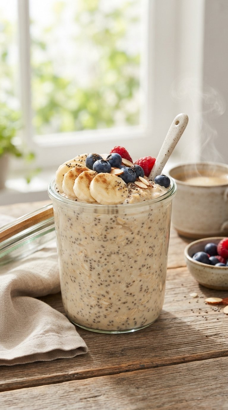 Overnight Oats with Chia and Protein Powder