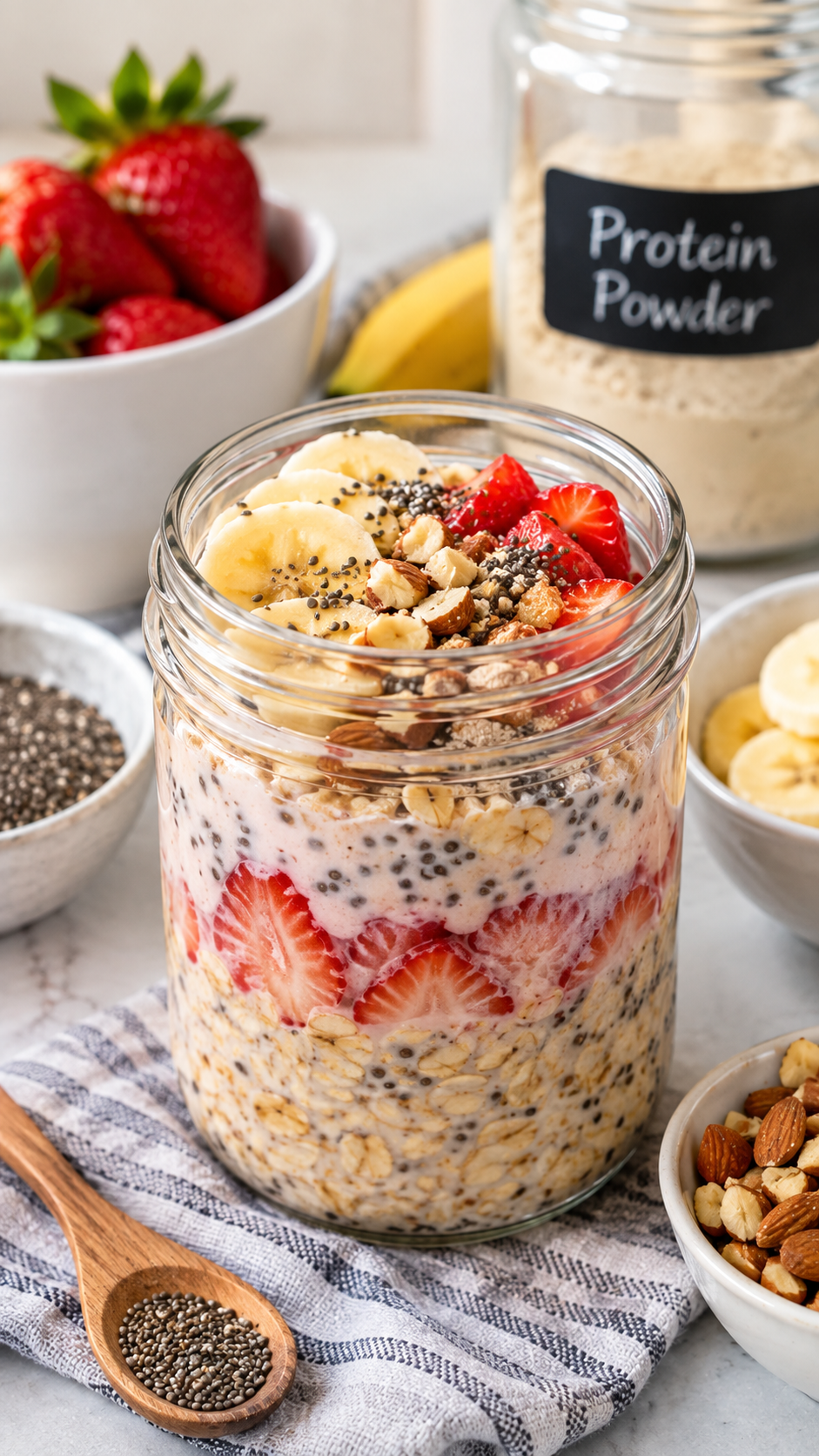 Overnight Oats with Chia and Protein Powder