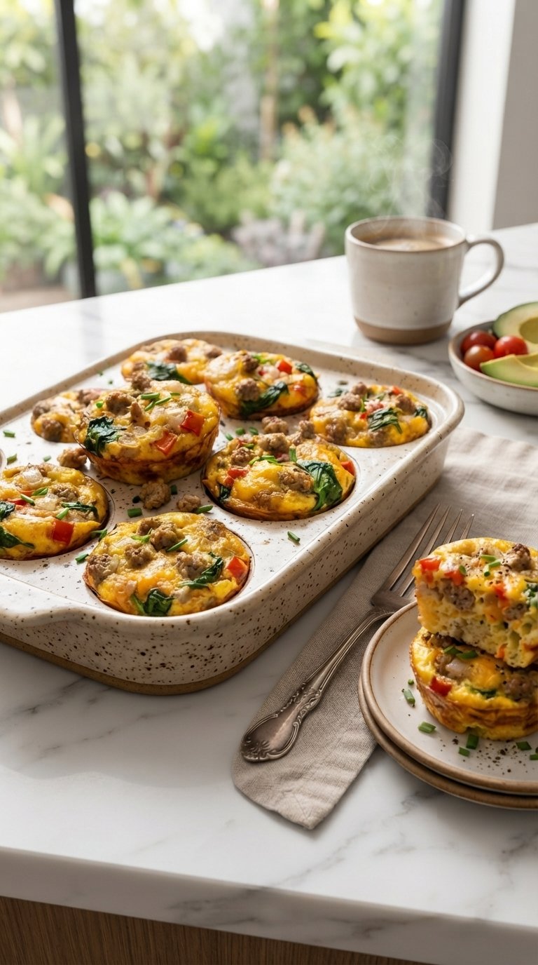 Savory Overnight Egg Muffins with Sausage and Spinach 