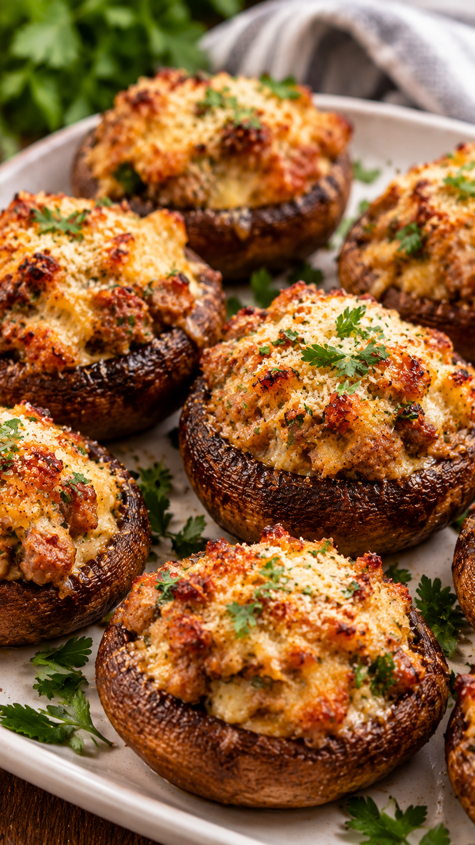 Stuffed Mushrooms with Sausage and Parmesan