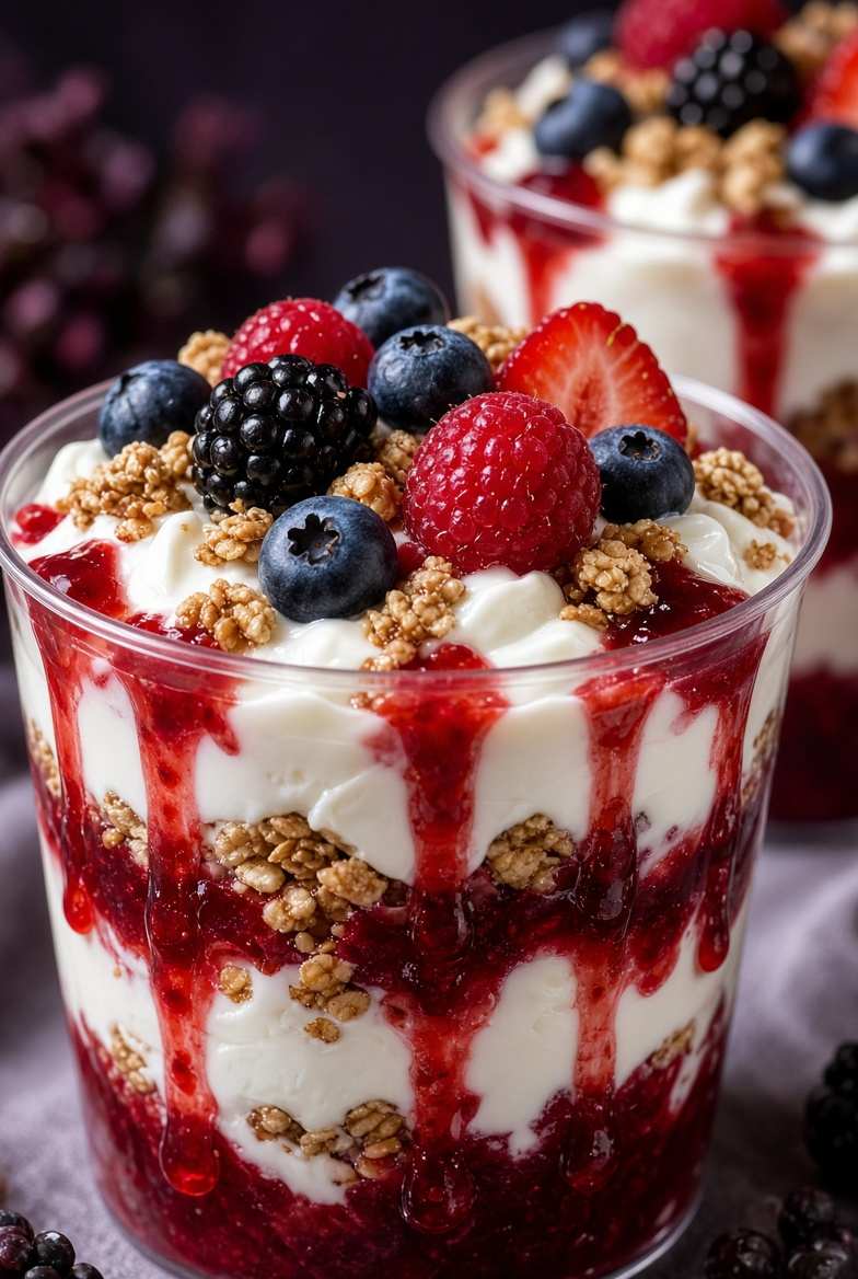 Bloody Berry Yogurt Parfaits