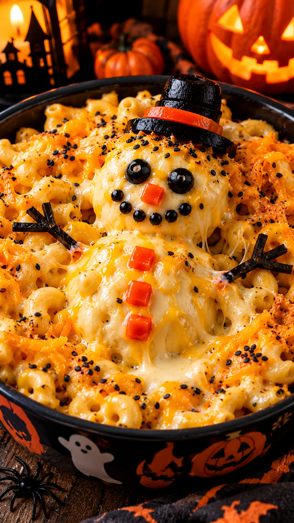 Boo-tiful Halloween Snowman Mac and Cheese