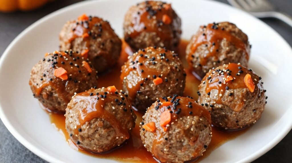Cheesy Halloween Meatball Mummy Bake