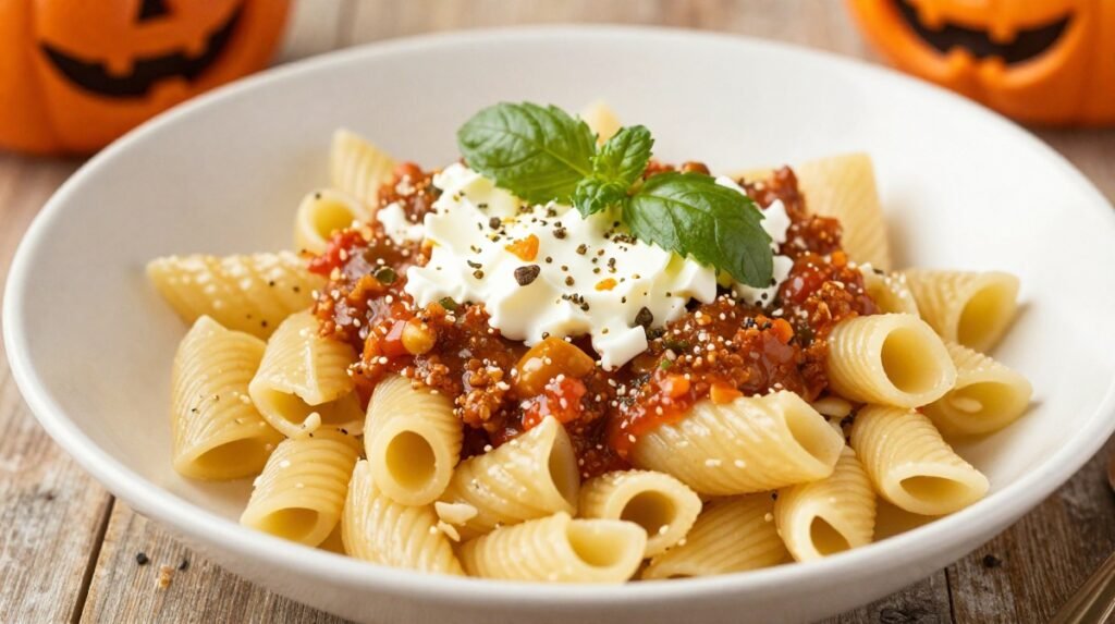 Creepy-Cute Halloween Chicken Alfredo Pasta