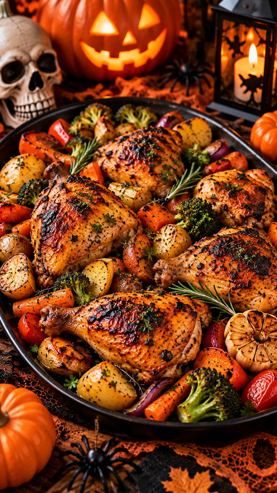 Halloween Roasted Chicken and Vegetables