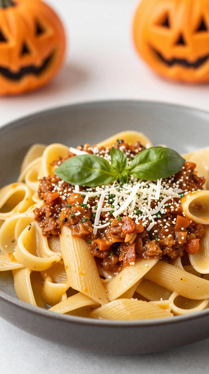 Halloween chicken pasta