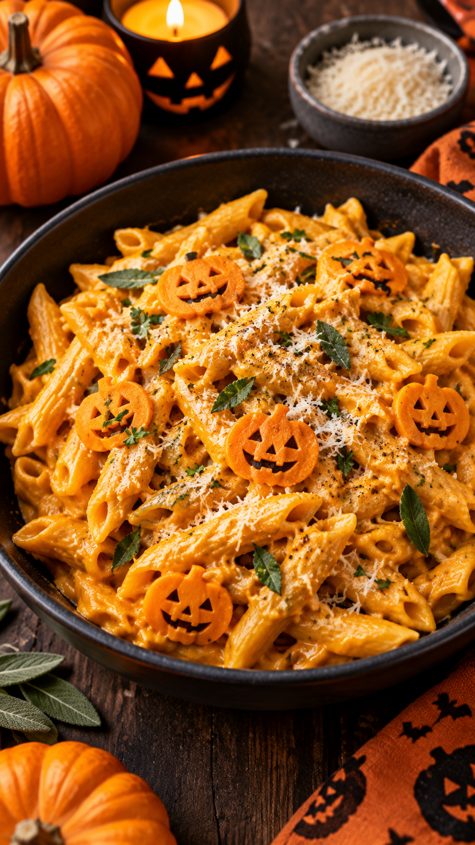 Halloween pumpkin pasta
