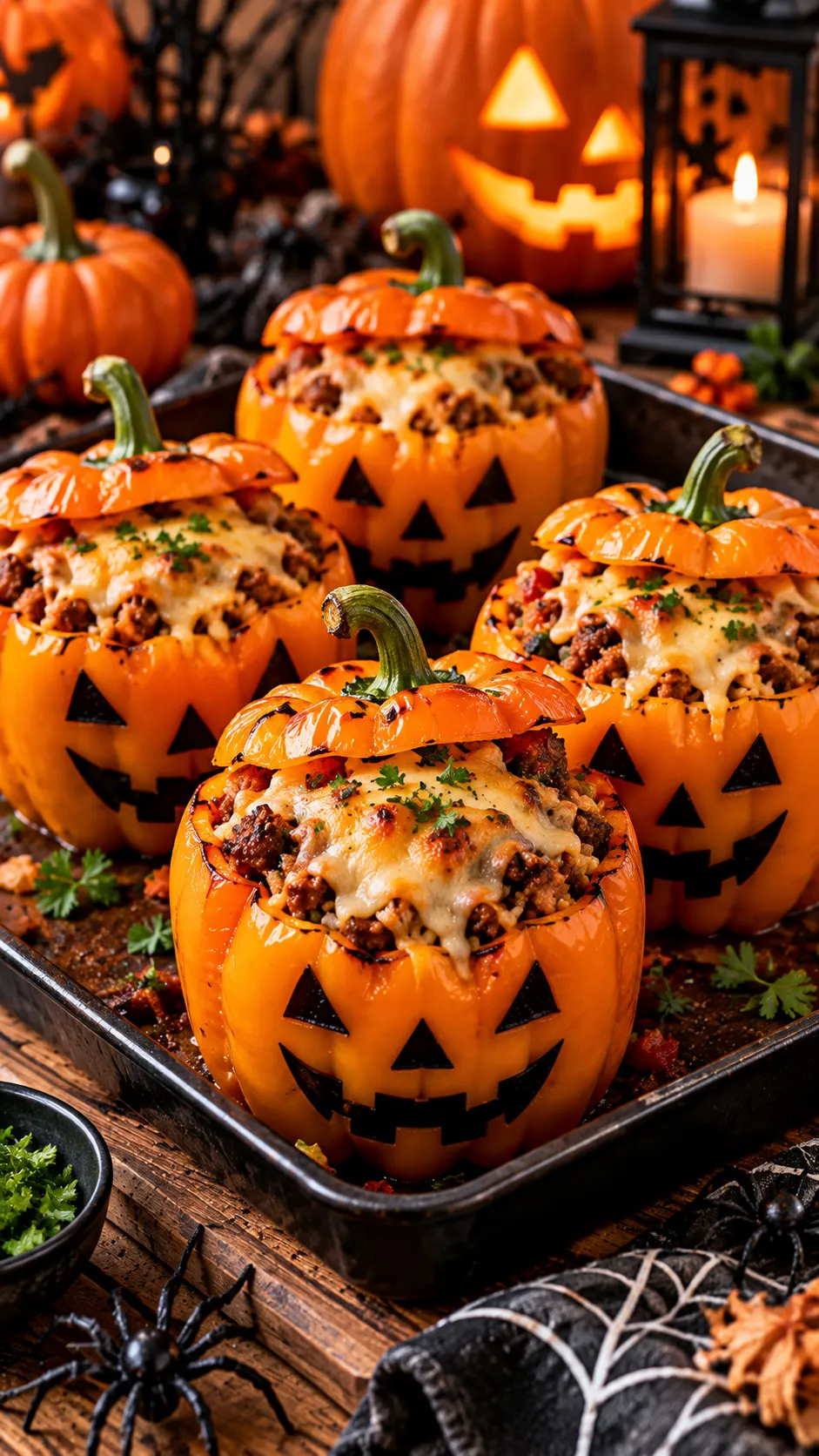 Jack-O’-Lantern Stuffed Peppers