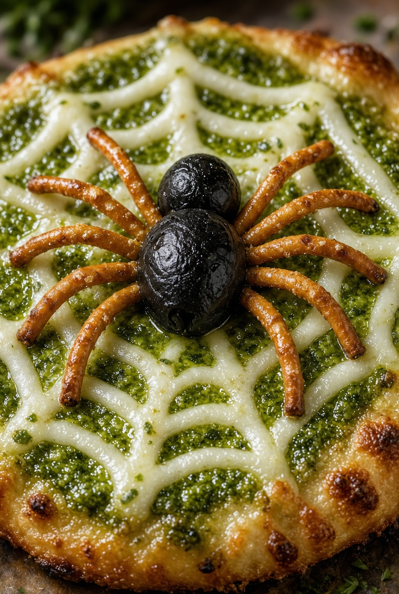 Spiderweb Pesto Mini Pizzas
