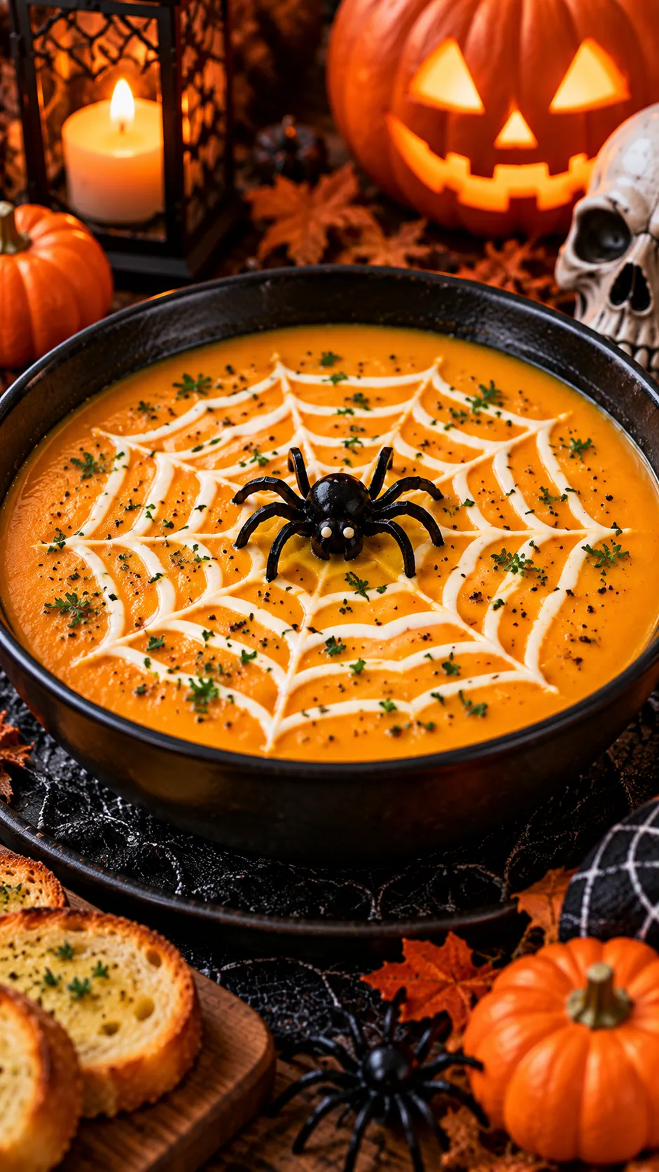 Spiderweb Pumpkin Soup