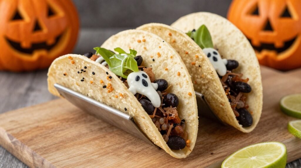 Spooky Black Bean Halloween Tacos With Creepy Toppings