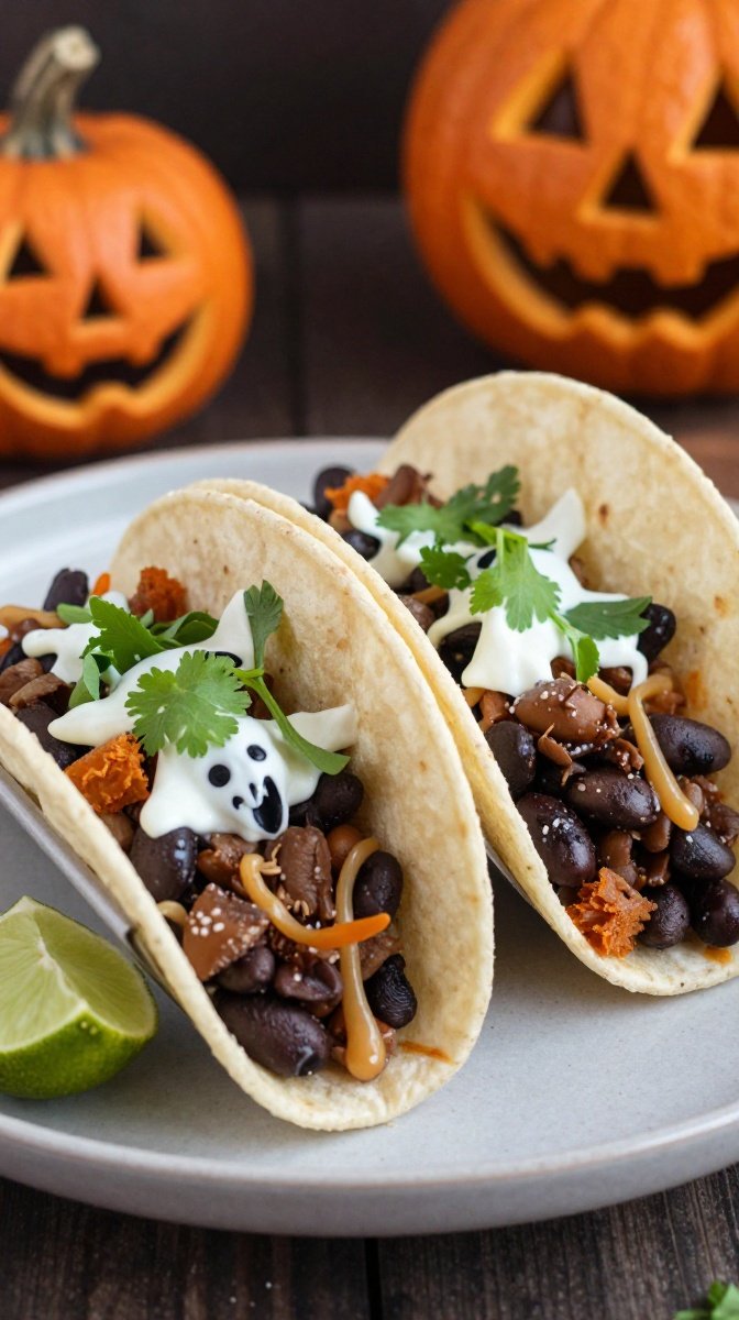 Spooky Black Bean Halloween Tacos