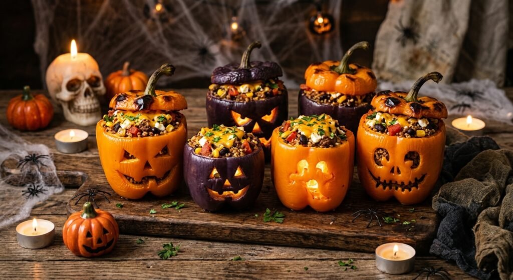 Spooky Halloween Stuffed Bell Peppers