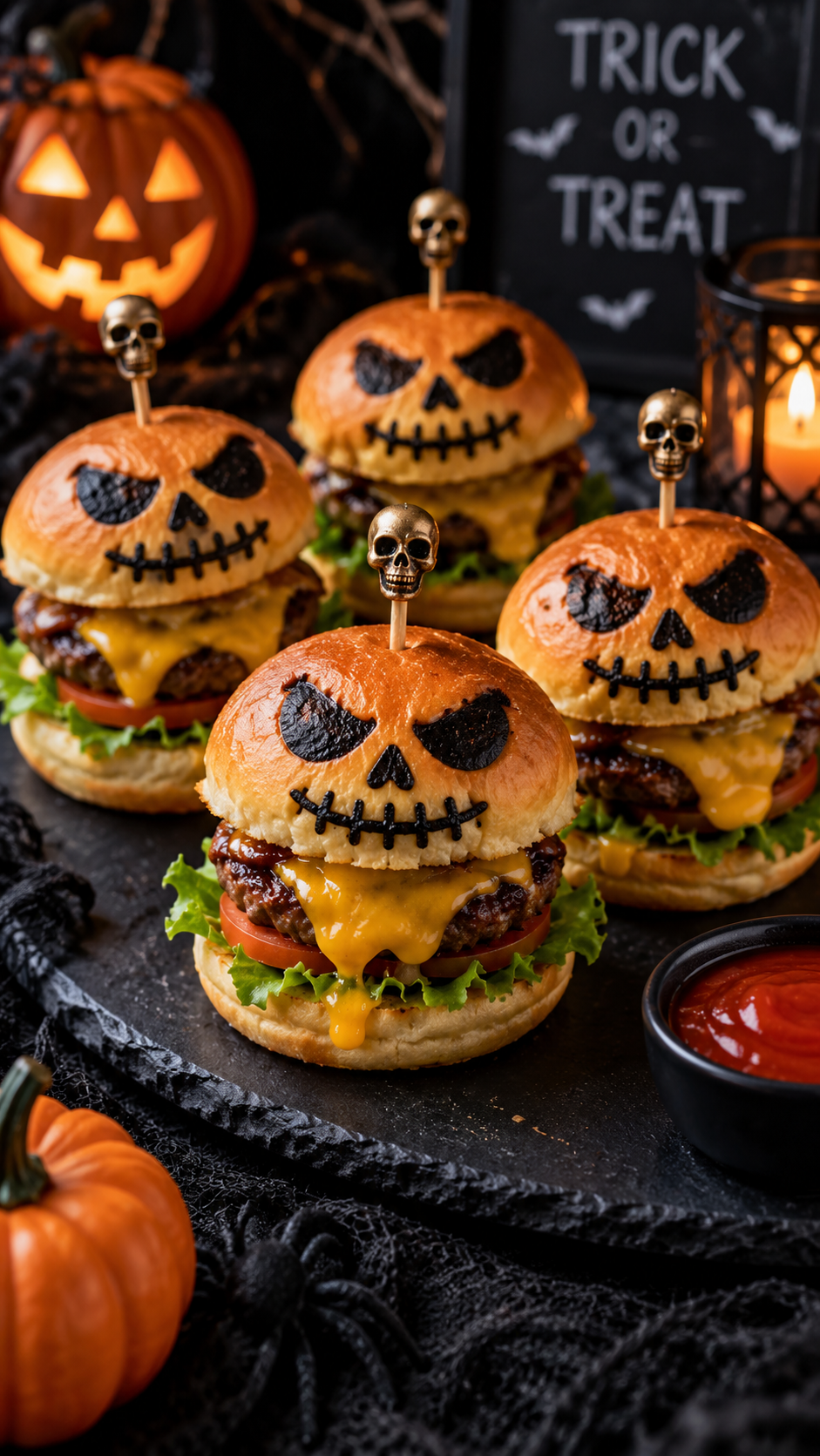 Spooky Skull Mini Burgers