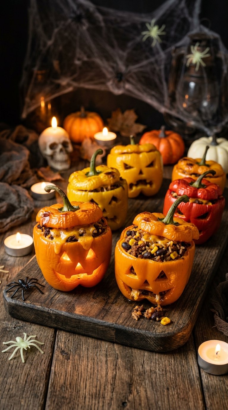 spooky Halloween stuffed peppers