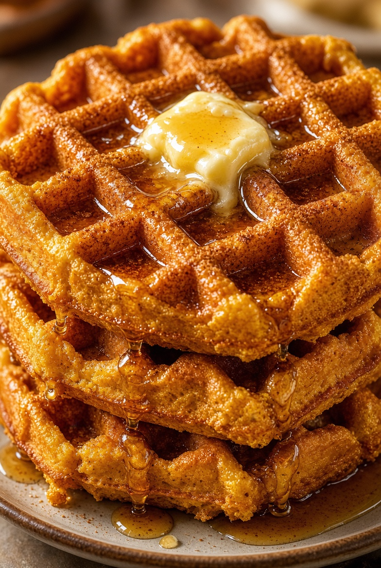 Crispy Pumpkin Waffles