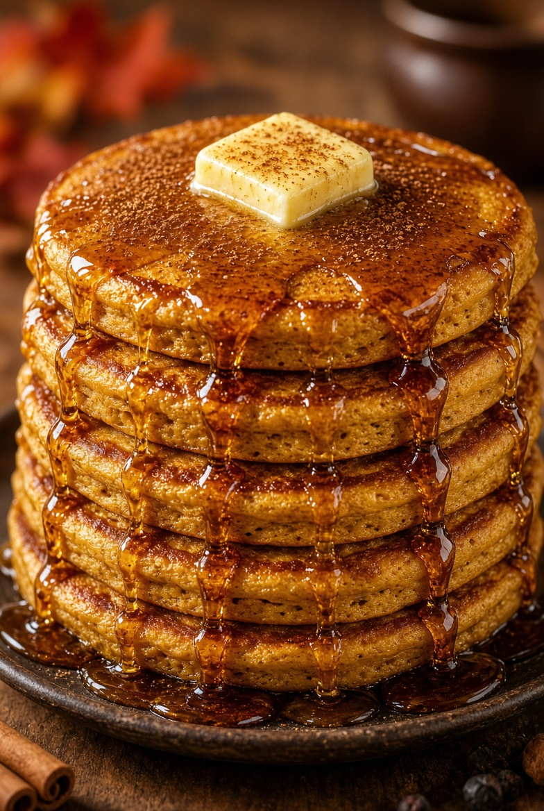 Fluffy Pumpkin Spice Pancakes