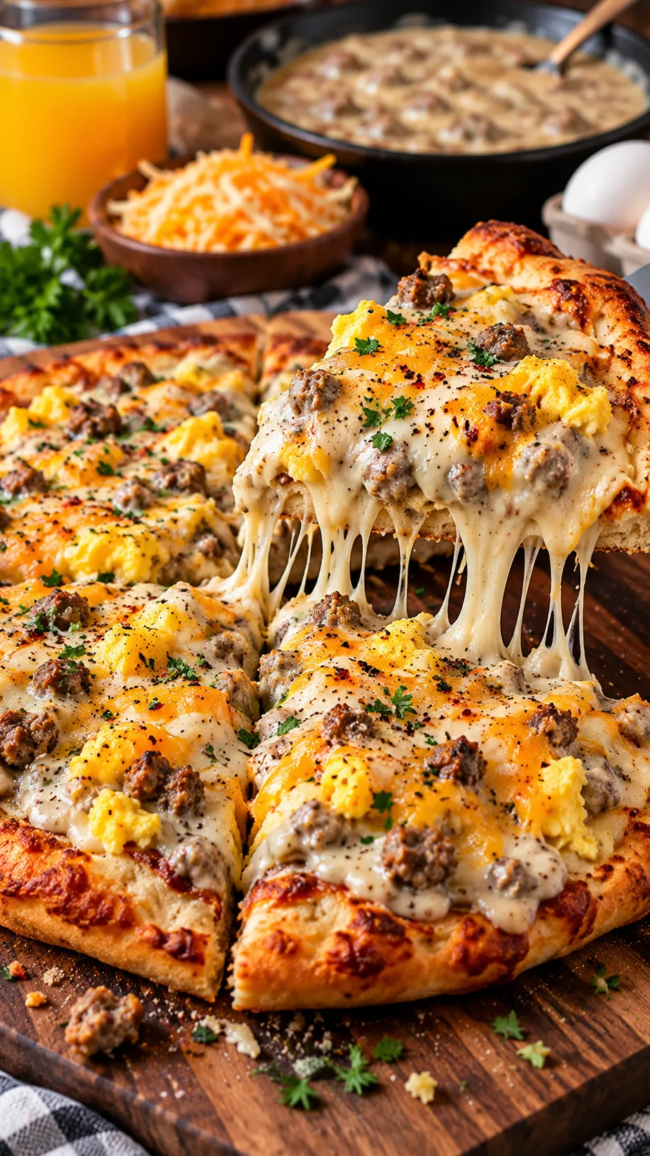 Sausage Gravy Breakfast Pizza